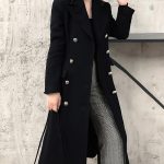 Women's Black Wool Double Breasted Coat