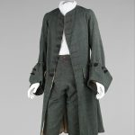 British 18th Century men's black long wool coat