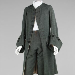 British 18th Century men's black long wool coat