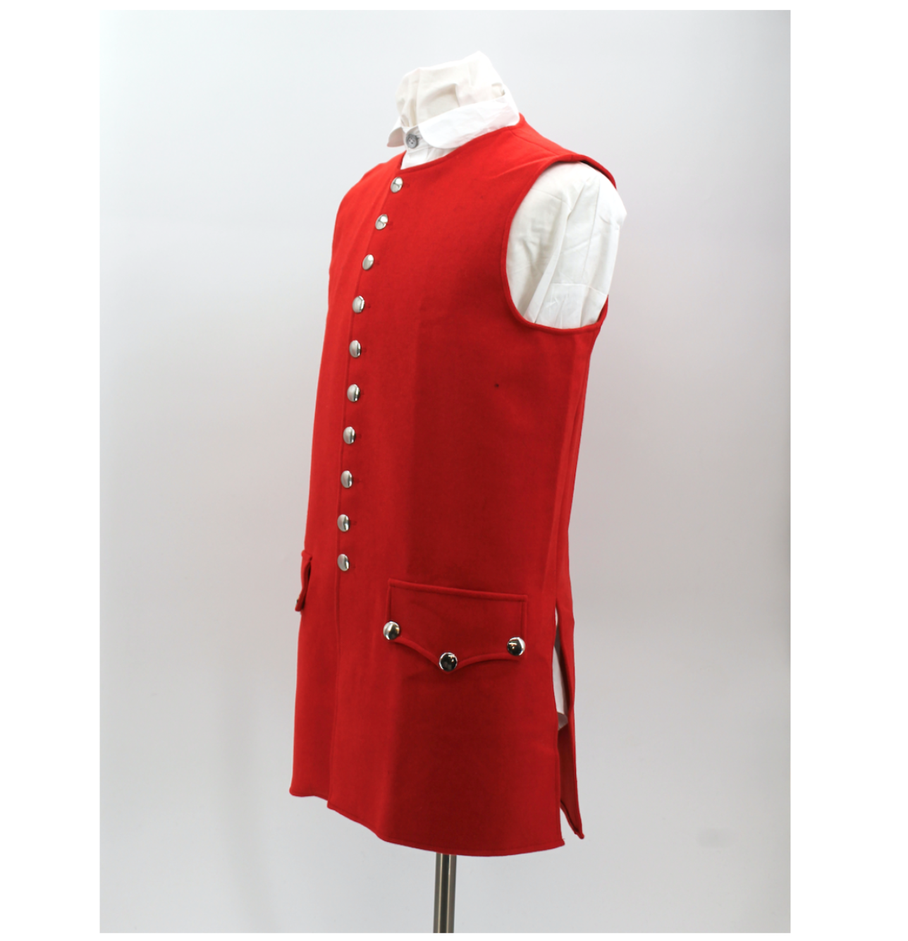 Revive Colonial Elegance: Red Wool Colonial Waistcoat - Perfect for Revolutionary Reenactments