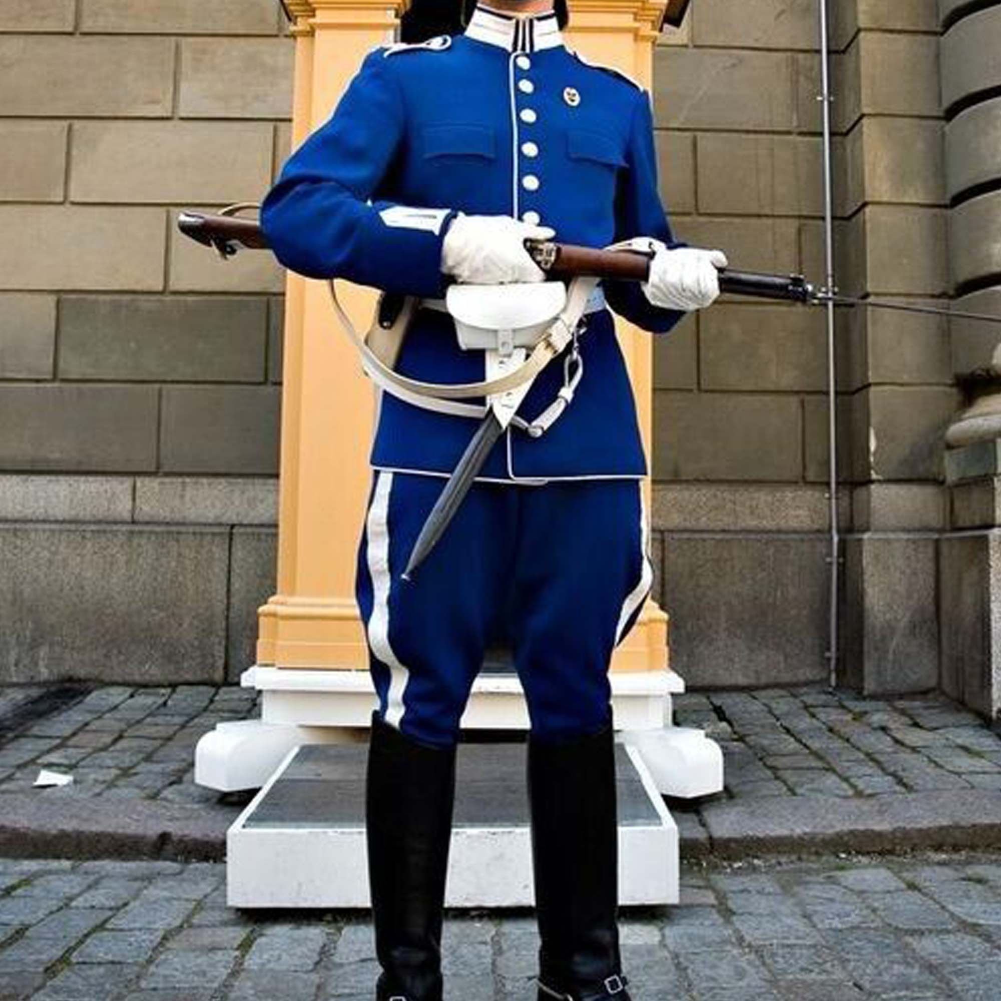 New Swedish Royal Guard in traditional uniform Men's Blue wool jacket