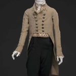18th century wool coat and pantaloons with brown tail jacket