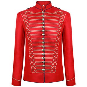 Cosplay Men Costume Renaissance Medieval Hussar Military Drummer Parade Jacket