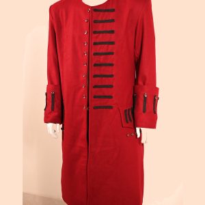 Men’s Steampunk Gothic Pirate Velvet Red Coat