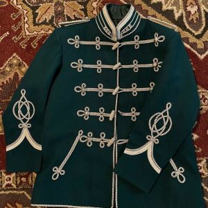 Hussar General Officers Men's Green Wool Braiding Military Jacket