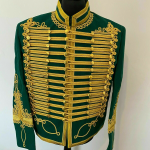 Green Hussar Officer's Wool Golden Men Military Jacket