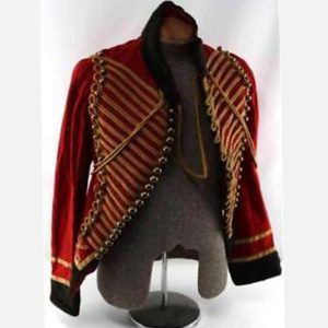 19th Century Hussar Cavalry Pelisse Tunic Red/Gold Braiding Jacket