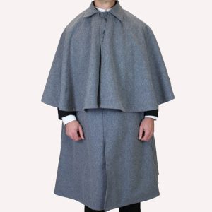 Men's gray hussar wool comfort Inverness Cape