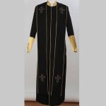 Men's Tall Mandarin Collar Black/Gold Church Cross Robe
