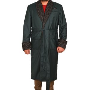 Men's Jacket Green silk Quilted Robe dinner coat