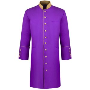 Men's Three Quarter Clergy Frock Jacket Purple/Gold