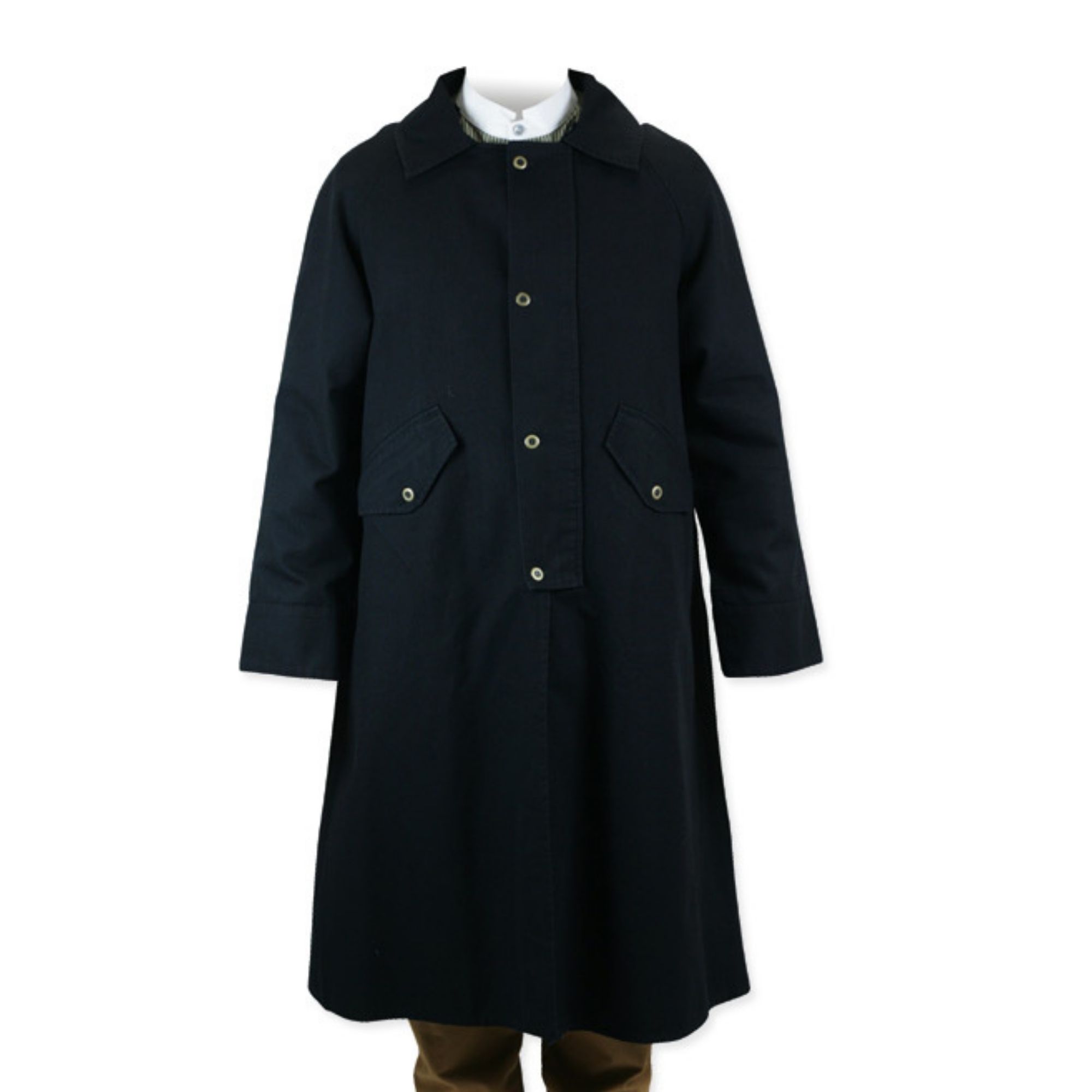 New men's Classic Canvas Duster Black coat