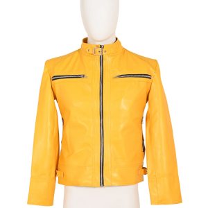 New Men's Samuel Barnett Yellow Leather Jacket