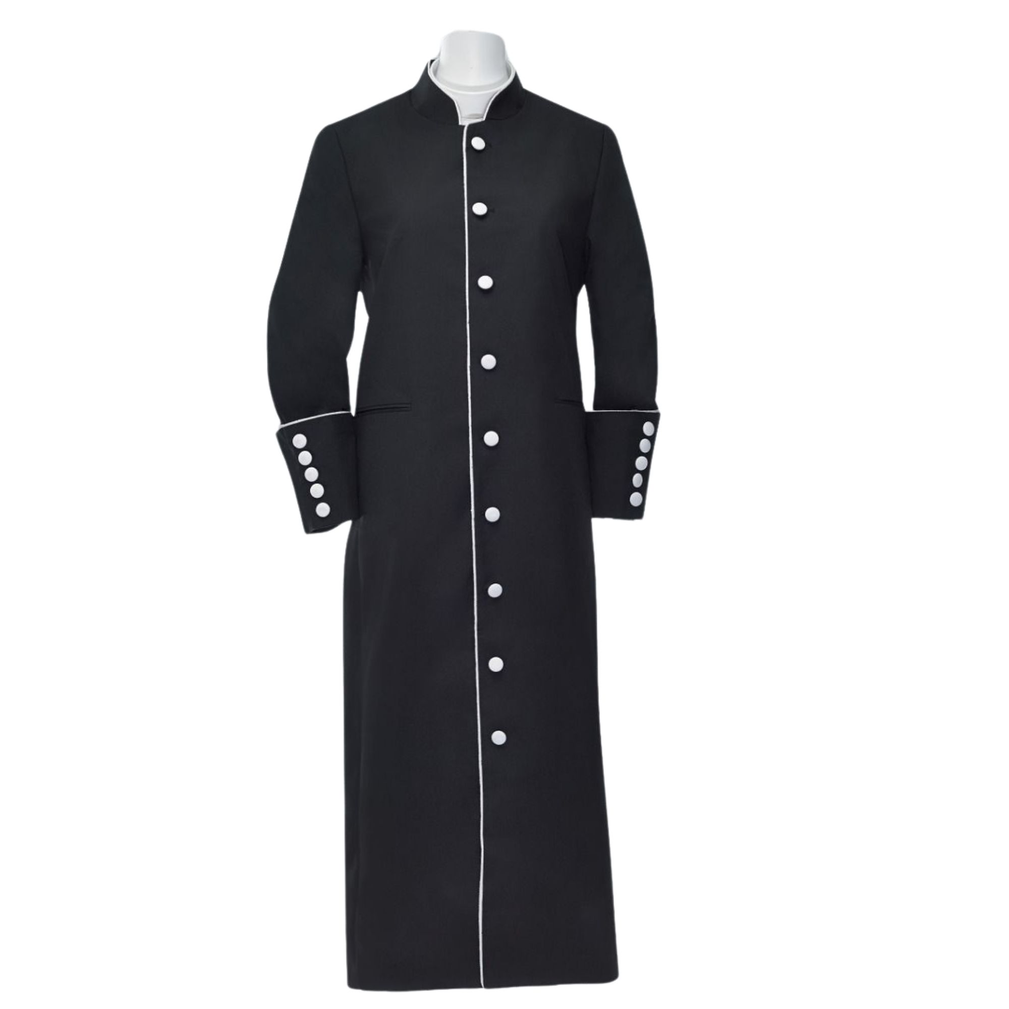 Men's Clergy Robe - Black and White Trim