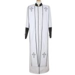 Men's Big & Tall Church White/Black Cross Accent Robe