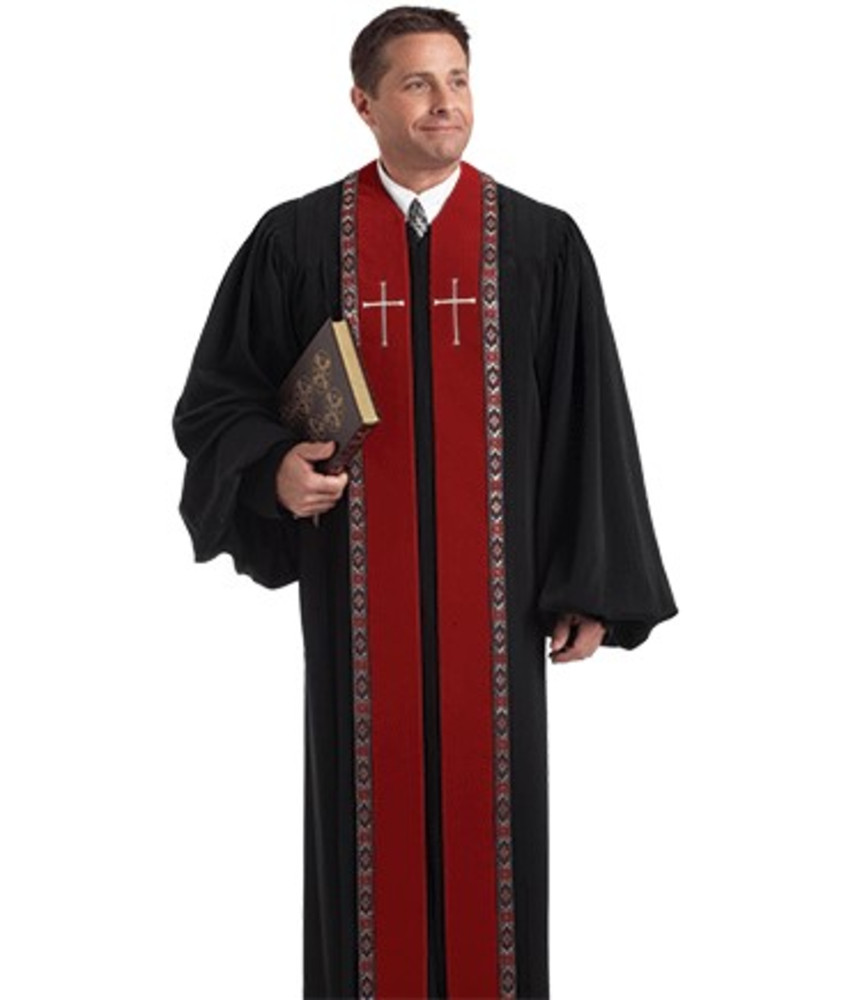 Men's Pulpit Robe red & Black Peachskin