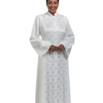 Women's Clergy Robe White Linette with open sleeves