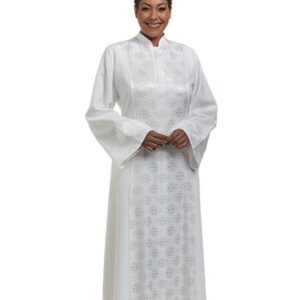 Women's Clergy Robe White Linette with open sleeves