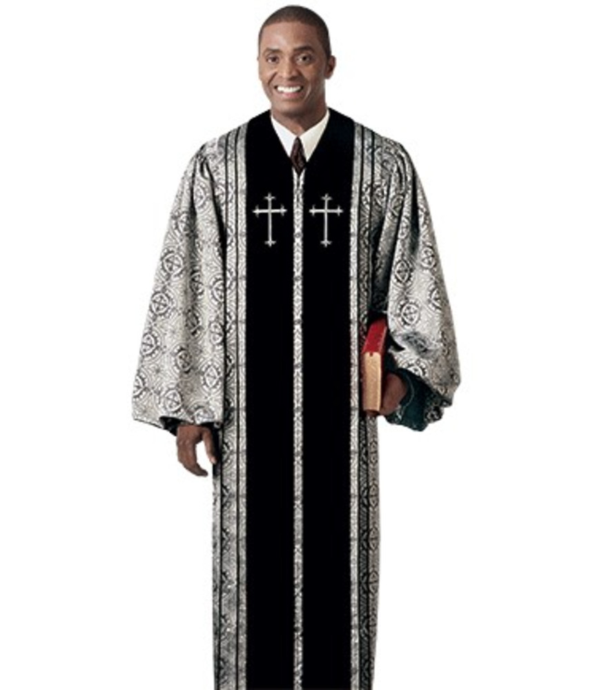 Men's Clergy Robe Bishop Silver Christian robe