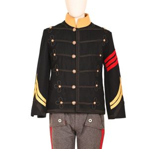 New men's black hussar coat with long braiding sleeves