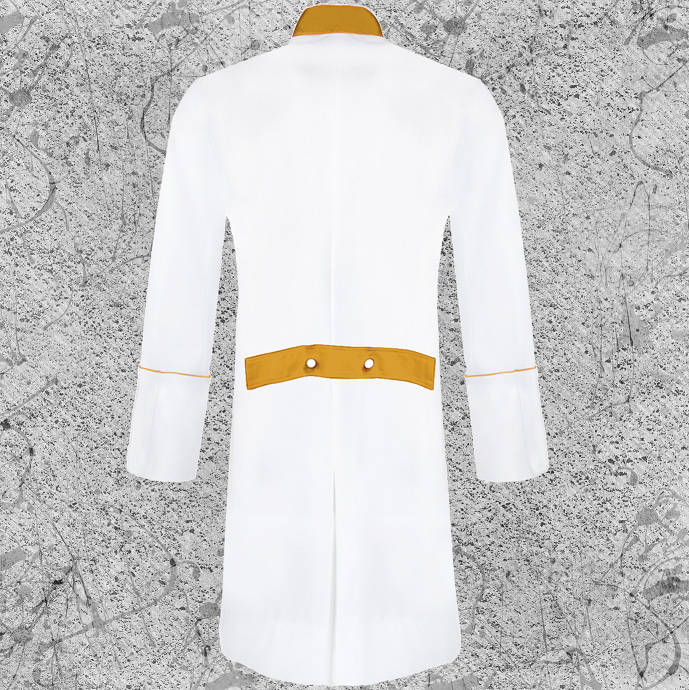 Men's Three-Quarter Clergy Frock Jacket - White/Gold