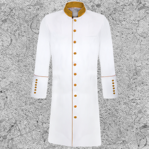 Men's Three-Quarter Clergy Frock Jacket - White/Gold