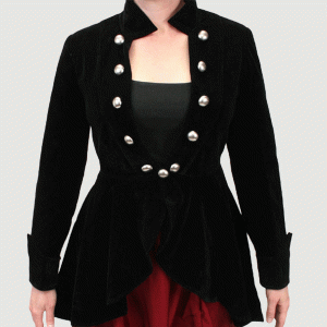 18th Century Style Black Velvet Tailcoat for Women