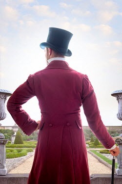 19th century Men's Maroon Regency Style Historical Wool Coat