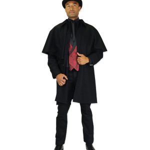 Coburn Great Coat in Black Wool 19th Century Style