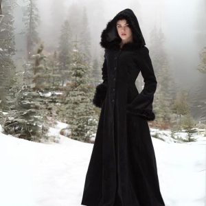 Women’s Gothic Victorian Winter Warm Worsted Black Coat