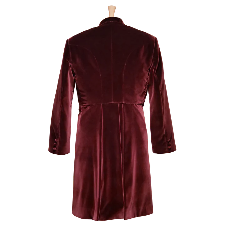 Men's Wine Velvet Frock Coat for the Modern Gentleman