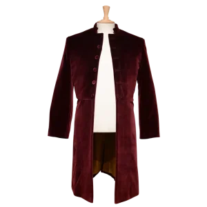 Men's Wine Velvet Frock Coat for the Modern Gentleman
