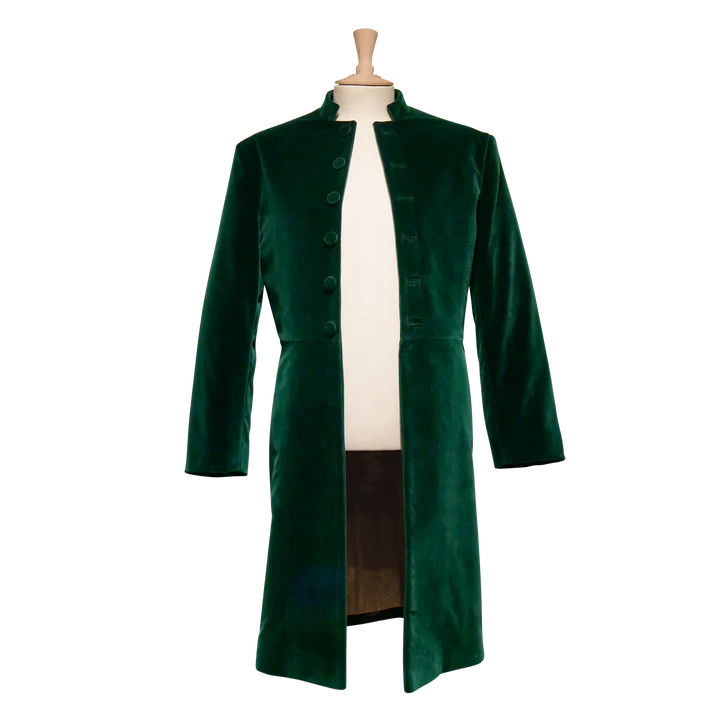 Men's Green Velvet Frock Coat for the 21st Century
