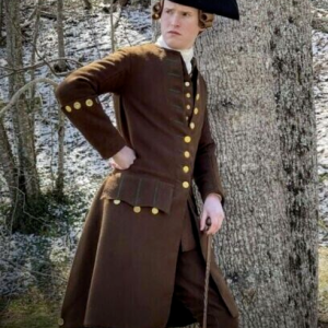 New 18th Century Gentleman's Dark Brown Wool Frock Coat