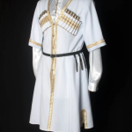 Russian Cherkessk White Wool Caftan Frock Style Cossack