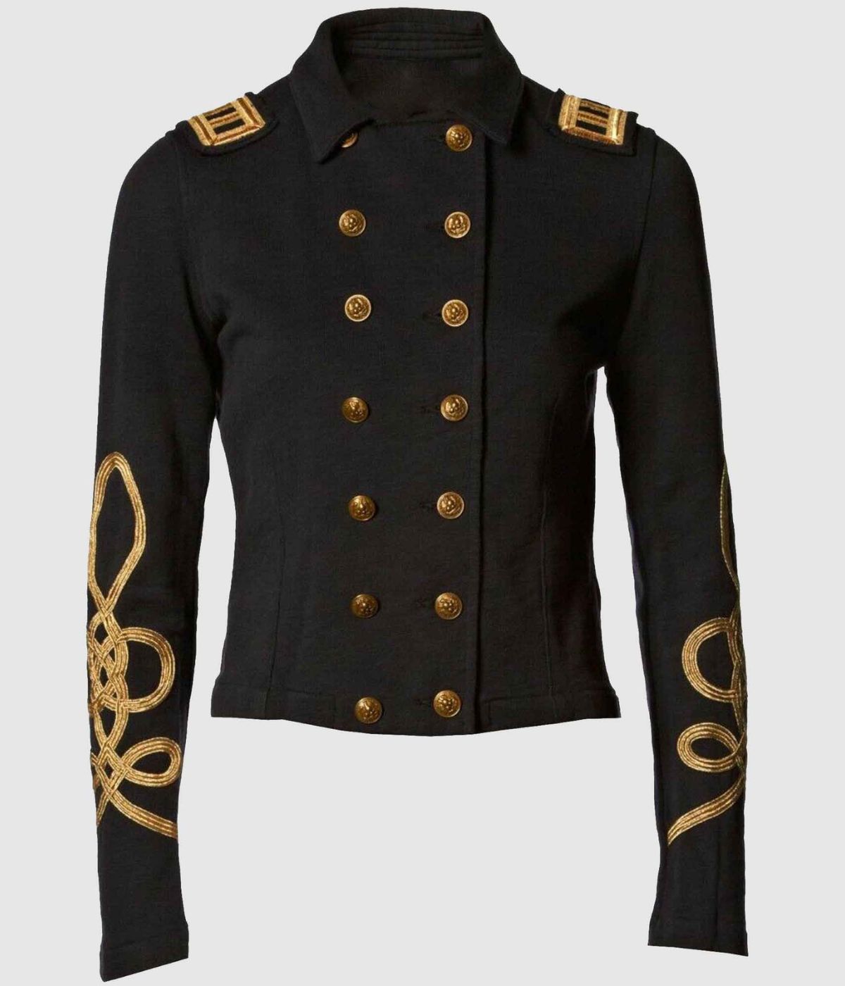 21st Century Black Ladies Wool Braid Jacket Military Style