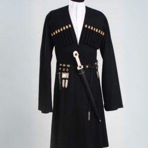Georgian Chokha Cherkessk Black Wool National Costume